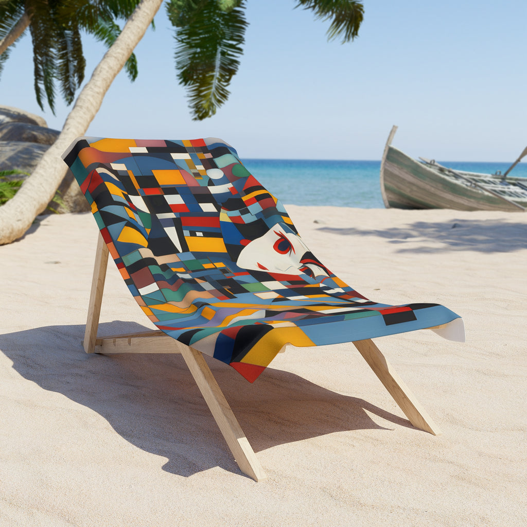 Abstract Reverie Beach Towel by JB Studio â€” lifestyle in-room view