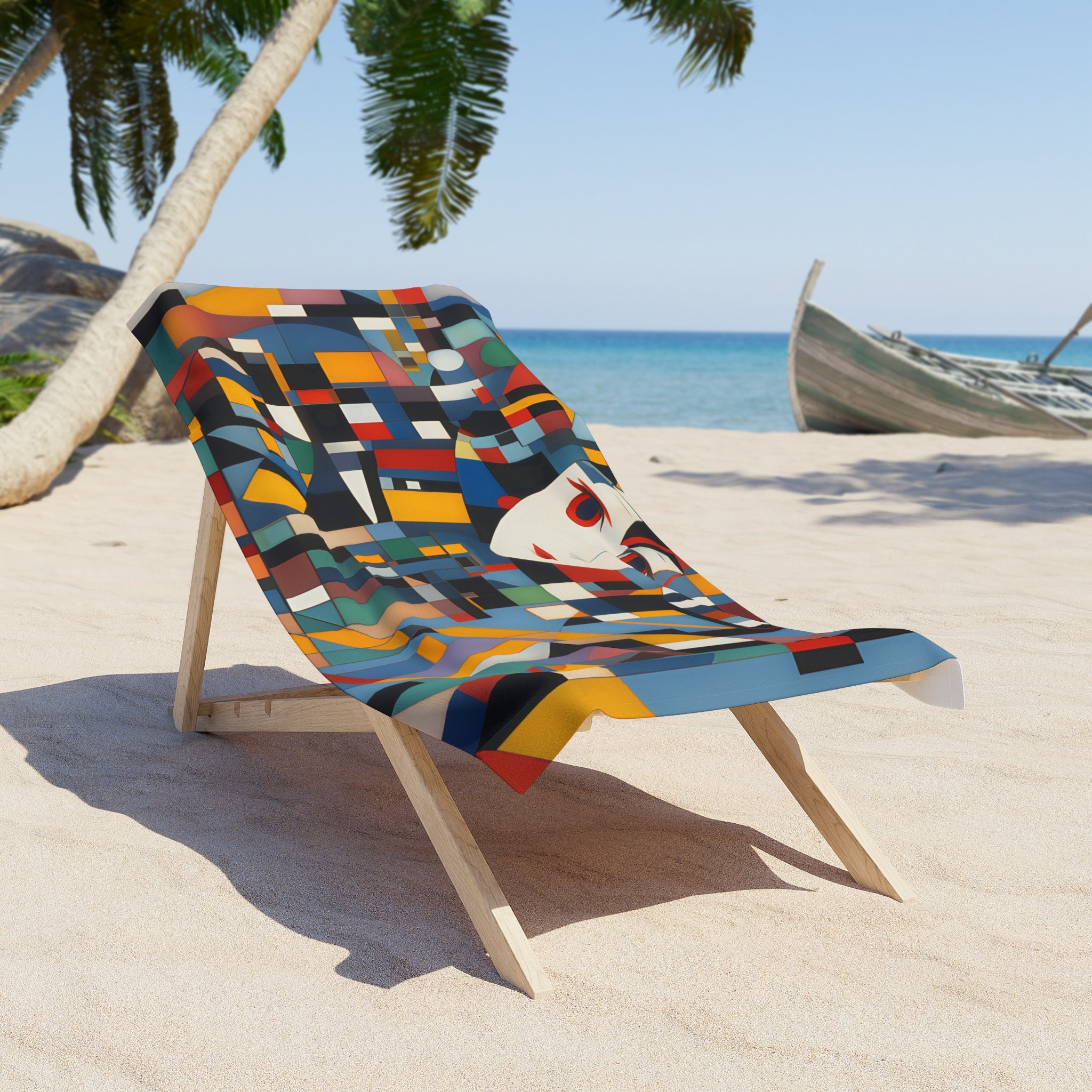 Abstract Reverie Beach Towel by JB Studio â€” lifestyle in-room view