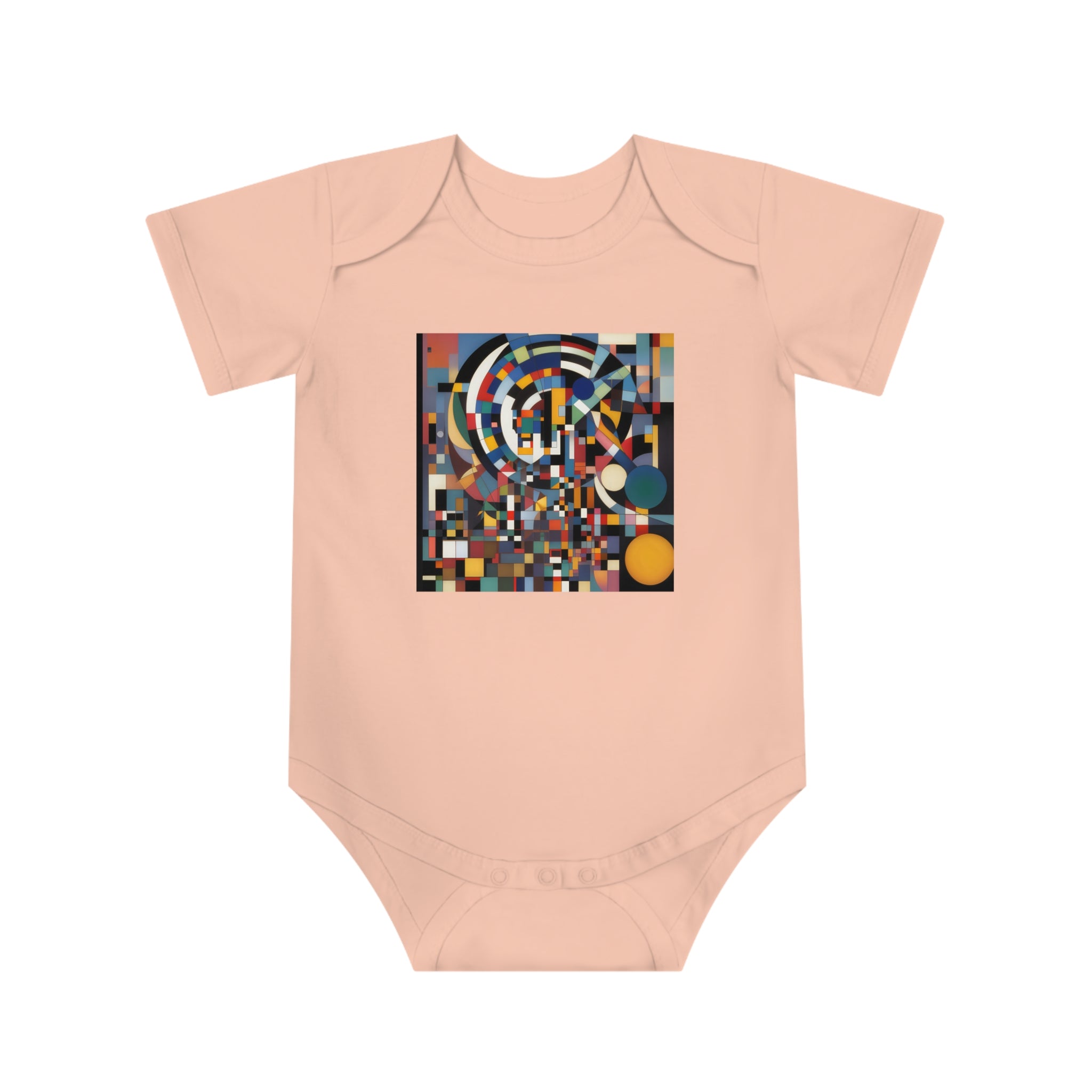 Abstract Reverie #9 baby onesie â€” indigo blush amber swirls, soft cotton, JB Studio â€” view 14