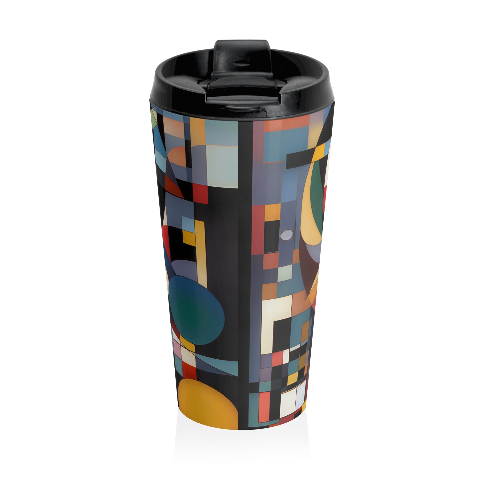 Abstract Reverie #9 travel mug â€” dreamy color-wave abstract on stainless steel, JB Studio â€” view 6