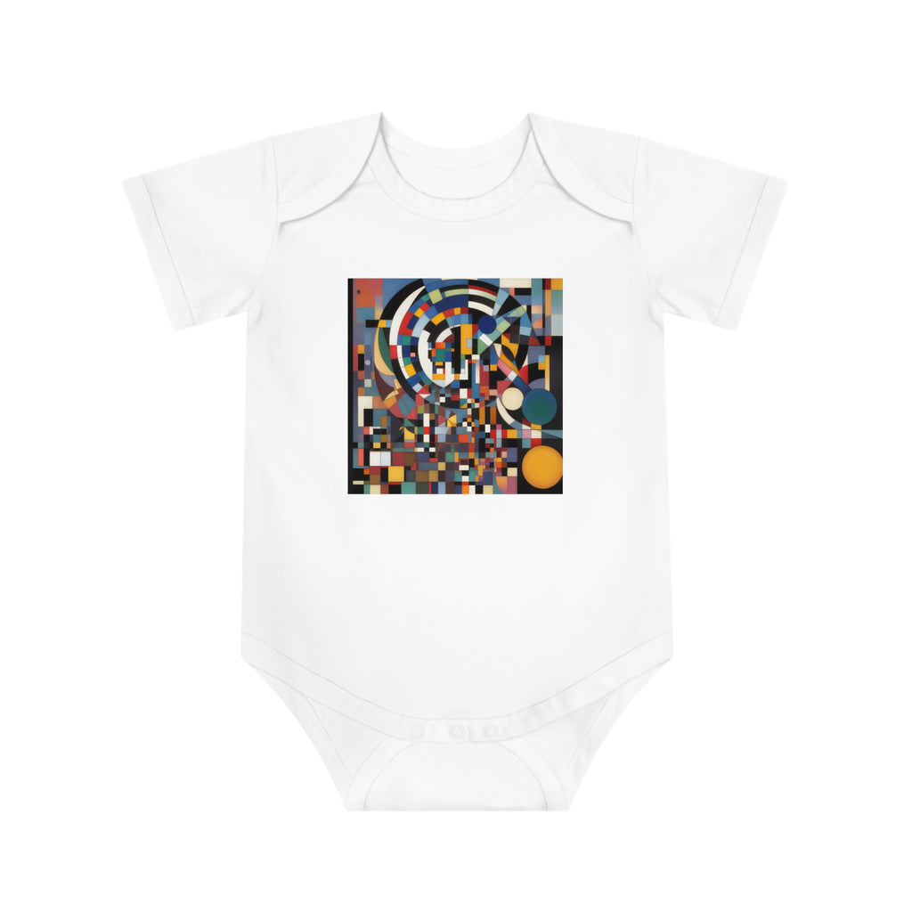 Abstract Reverie #9 baby onesie â€” indigo blush amber swirls, soft cotton, JB Studio â€” view 13