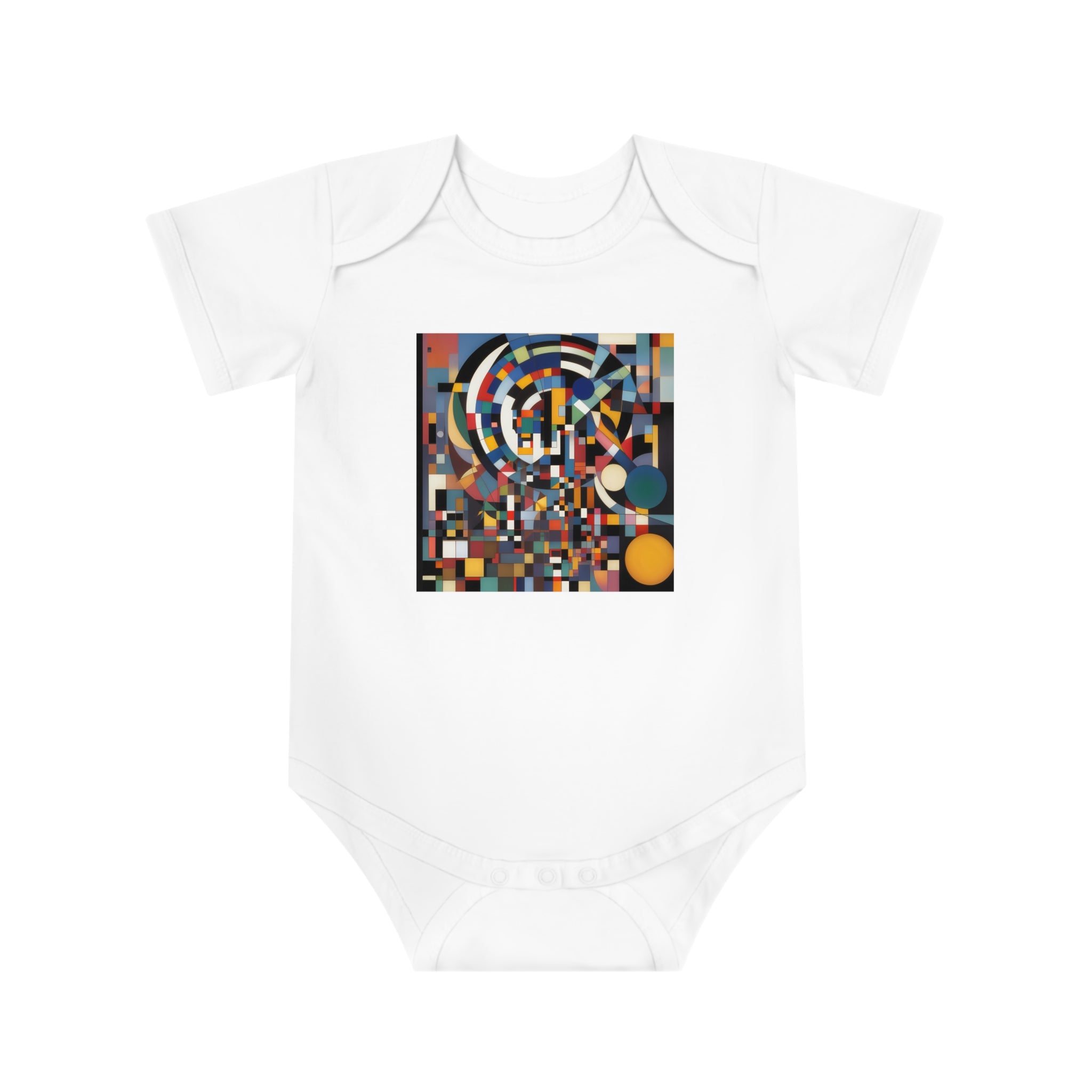 Abstract Reverie #9 baby onesie â€” indigo blush amber swirls, soft cotton, JB Studio â€” view 13