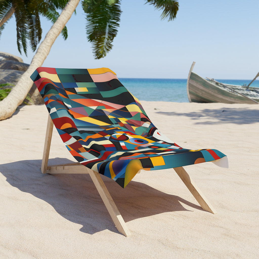 Abstract Reverie Beach Towel by JB Studio â€” lifestyle in-room view