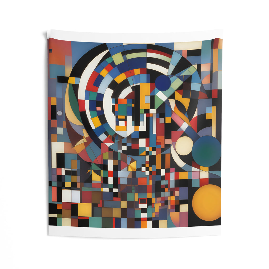 Abstract Reverie #9 wall tapestry â€” dreamy indigo gold abstract composition on woven fabric, JB Studio â€” view 10