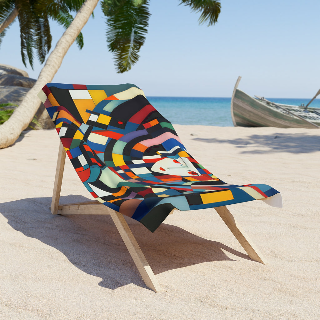 Abstract Reverie Beach Towel by JB Studio â€” lifestyle in-room view