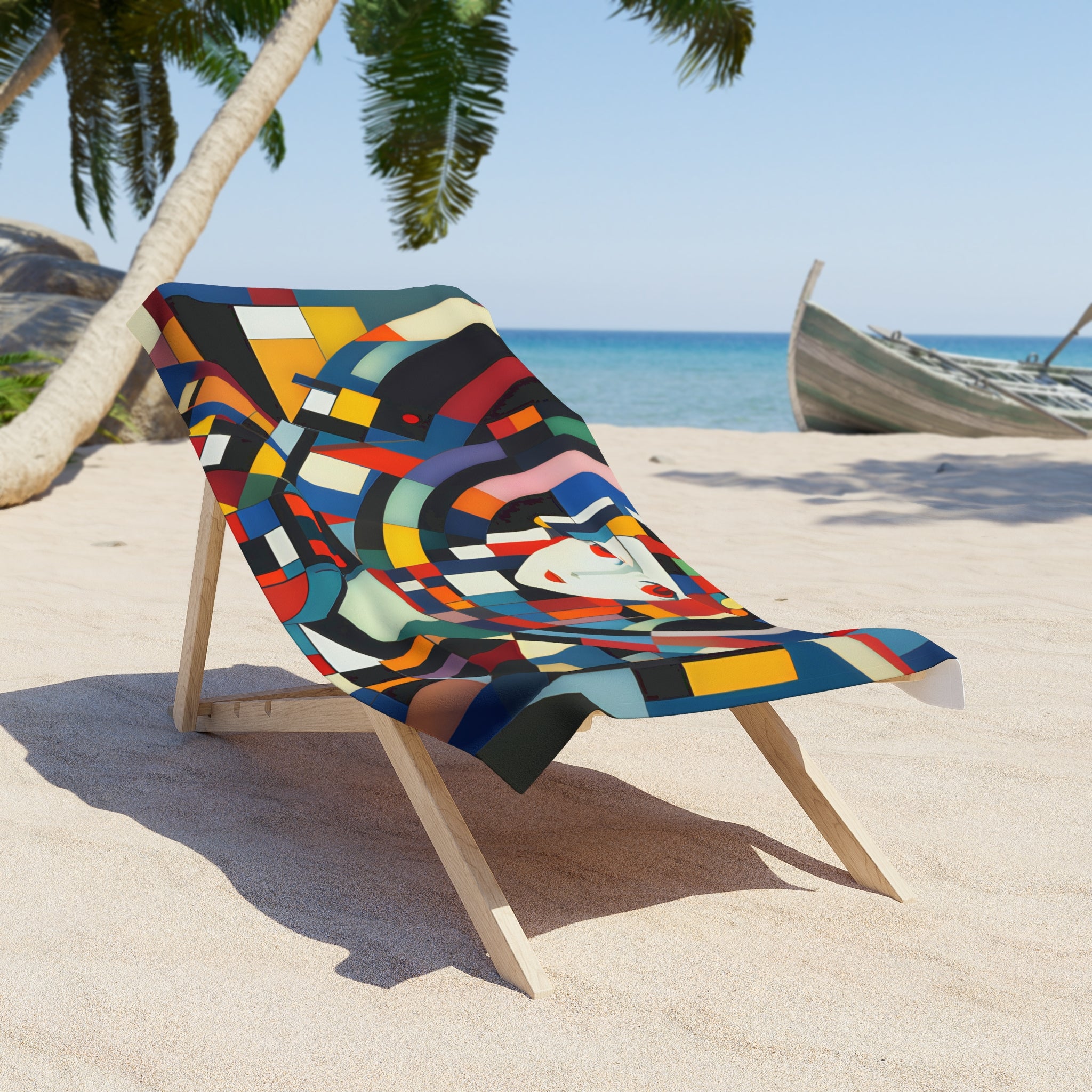 Abstract Reverie Beach Towel by JB Studio â€” lifestyle in-room view