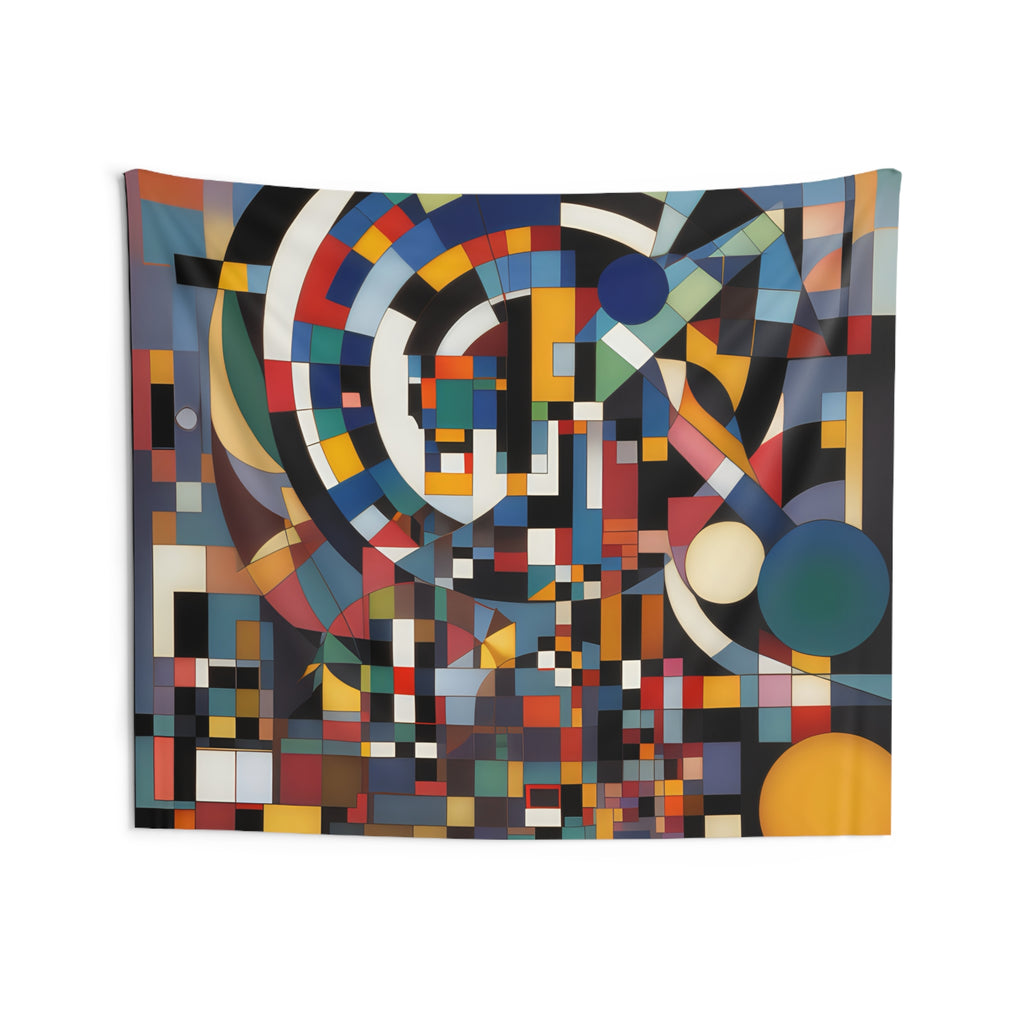 Abstract Reverie #9 wall tapestry â€” dreamy indigo gold abstract composition on woven fabric, JB Studio â€” view 13