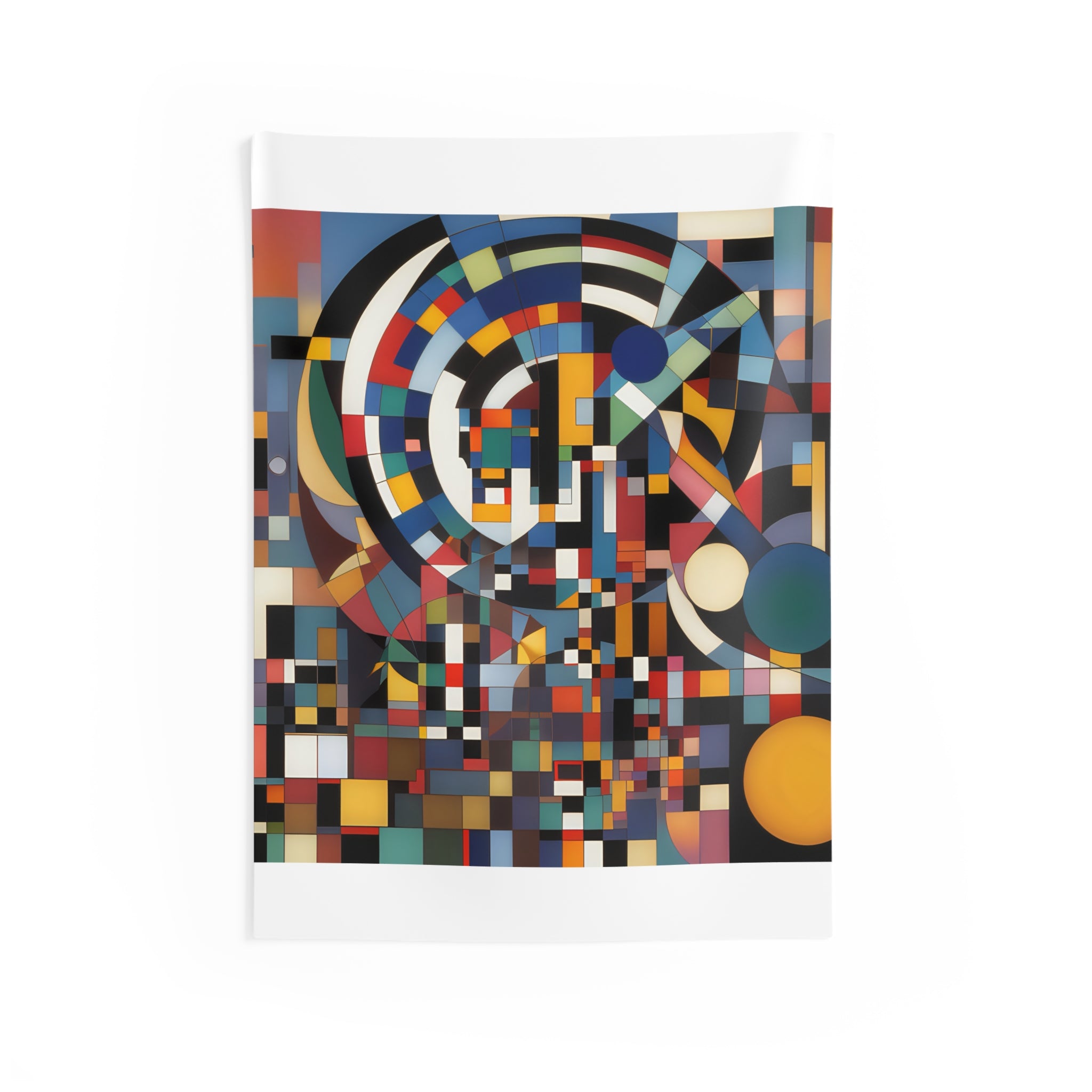 Abstract Reverie #9 wall tapestry â€” dreamy indigo gold abstract composition on woven fabric, JB Studio â€” view 9