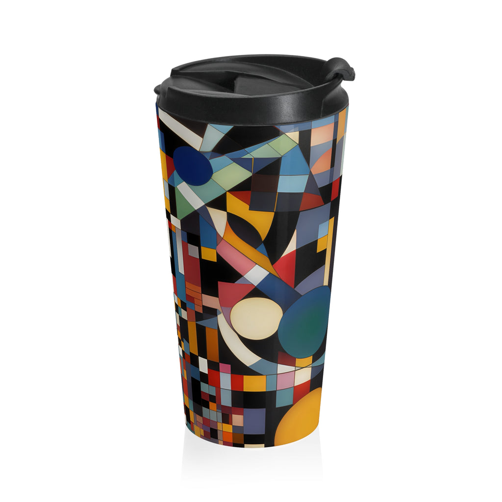 Abstract Reverie #9 travel mug â€” dreamy color-wave abstract on stainless steel, JB Studio â€” view 8