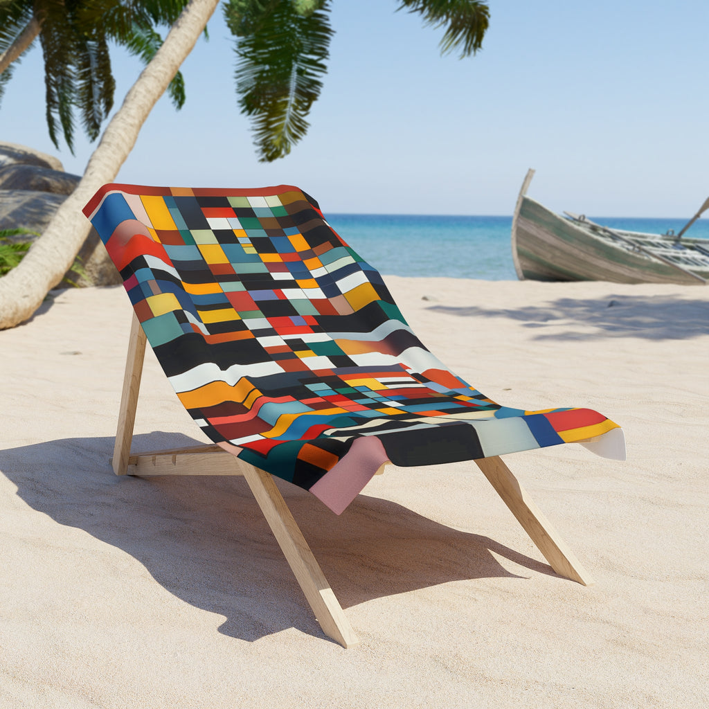 Abstract Reverie Beach Towel by JB Studio â€” lifestyle in-room view