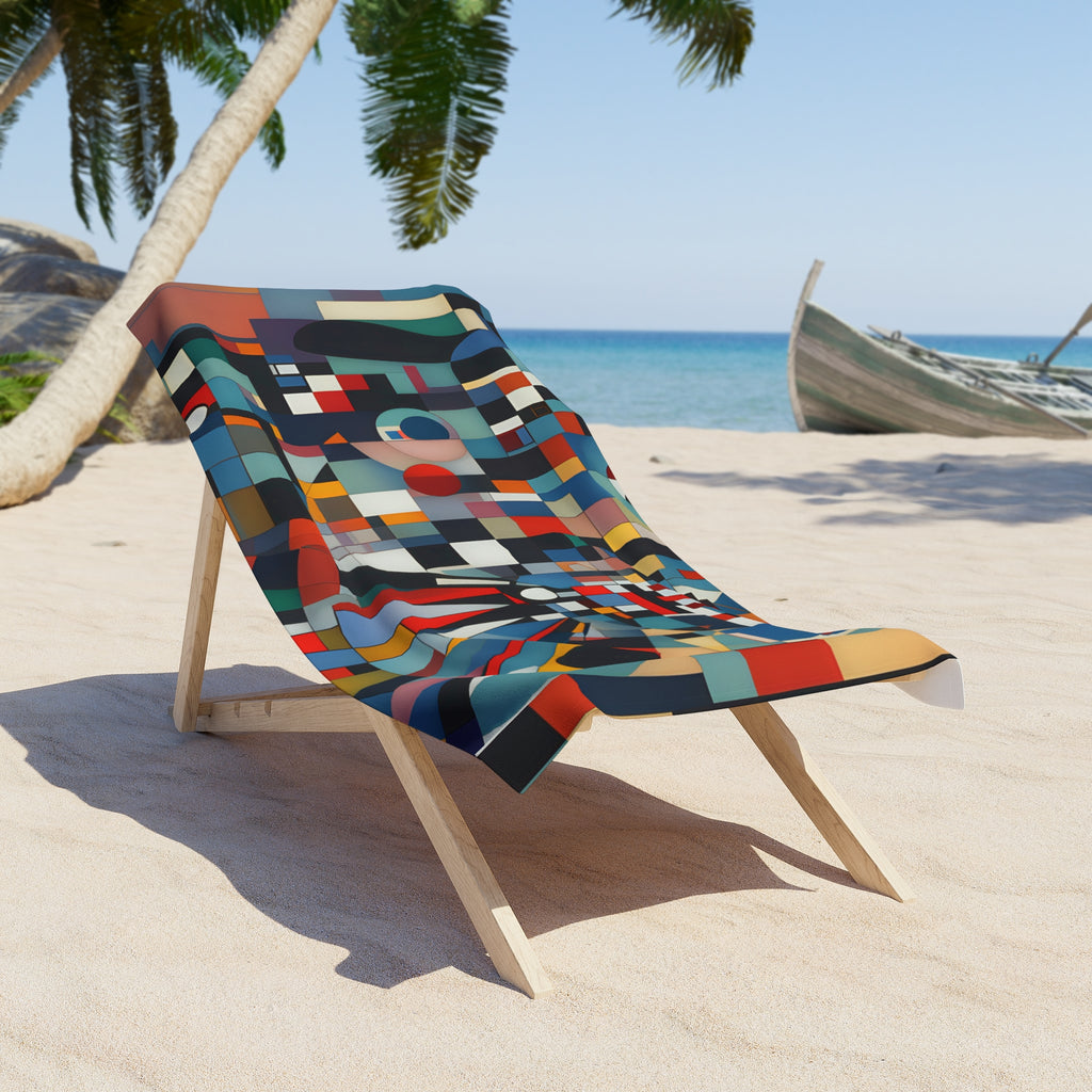 Abstract Reverie Beach Towel by JB Studio â€” lifestyle in-room view