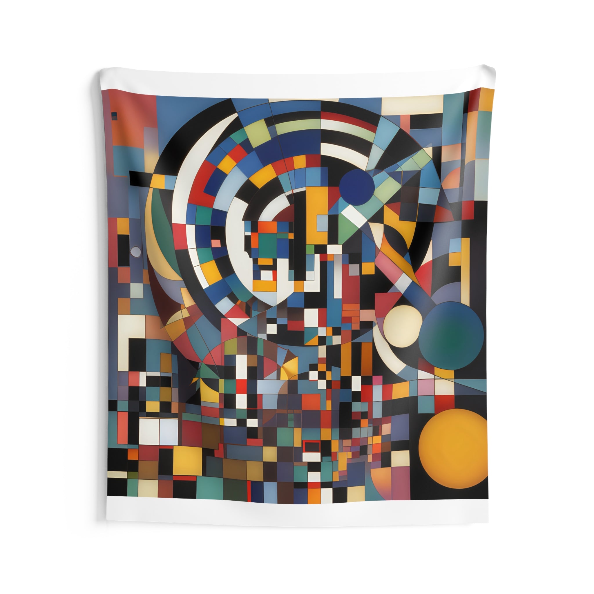 Abstract Reverie #9 wall tapestry â€” dreamy indigo gold abstract composition on woven fabric, JB Studio â€” view 14