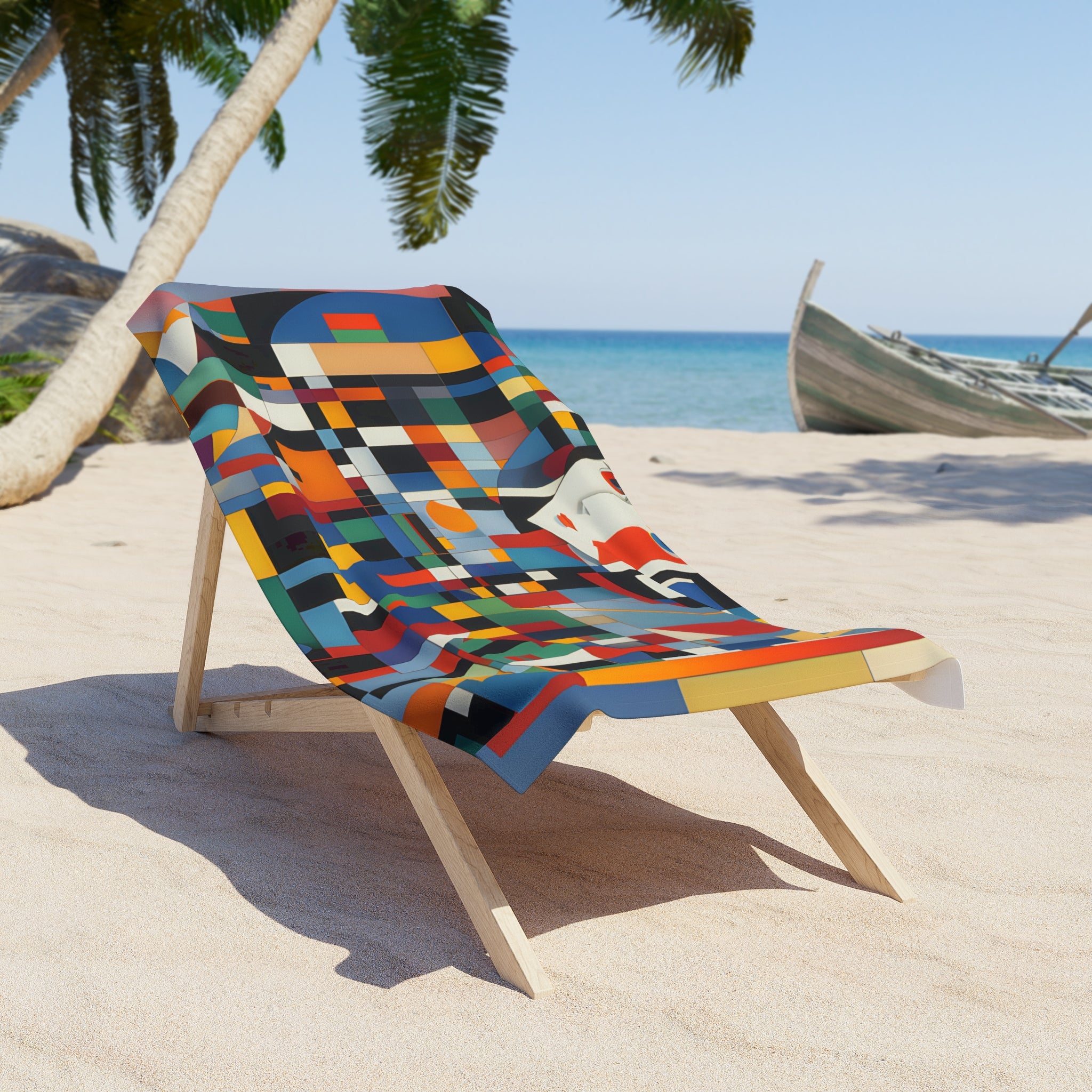 Abstract Reverie Beach Towel by JB Studio â€” lifestyle in-room view