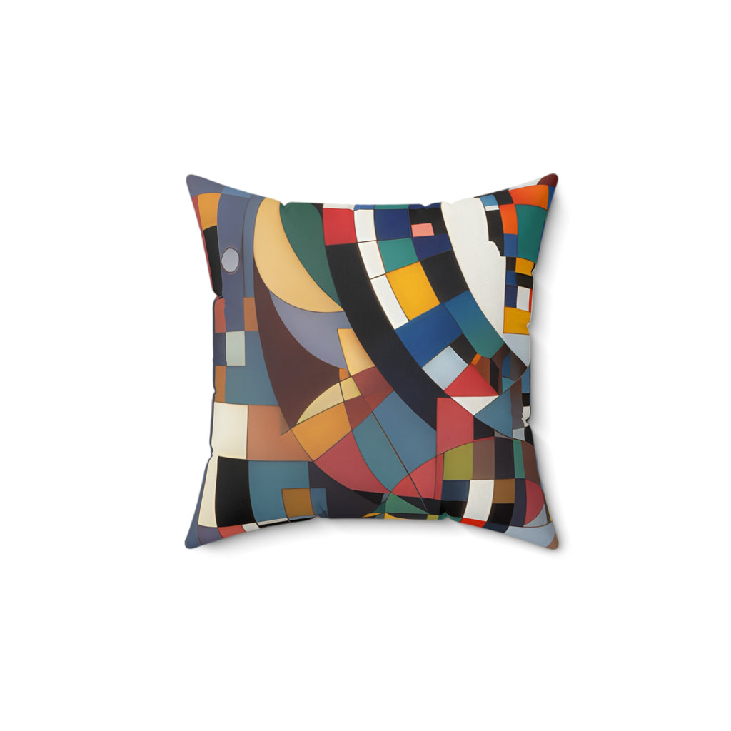 Abstract Reverie #9 throw pillow â€” indigo and blush color-wave abstract, soft poly, JB Studio