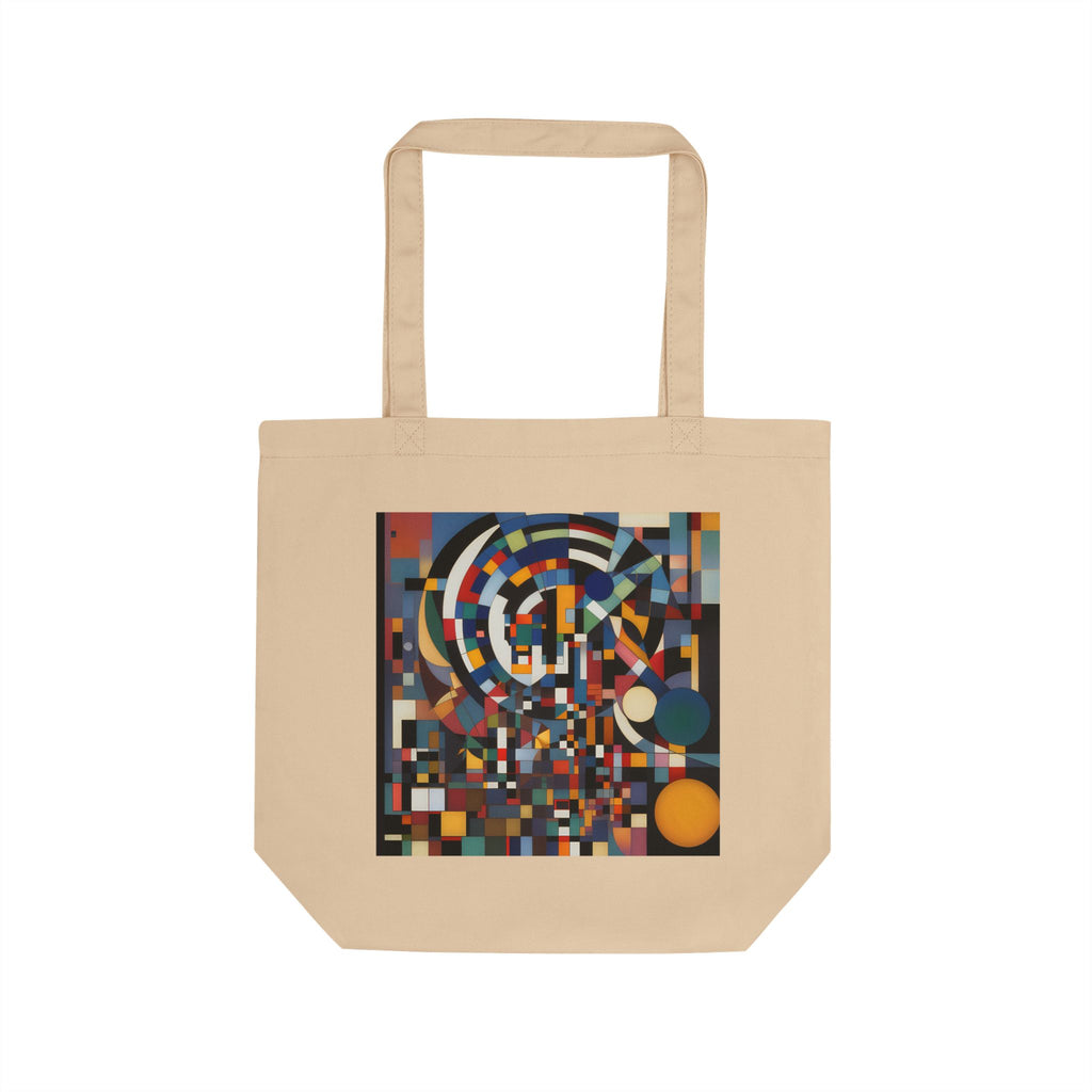 Abstract Reverie #9 canvas tote bag â€” indigo blush amber abstract print, reinforced handles, JB Studio