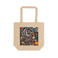 Abstract Reverie #9 canvas tote bag â€” indigo blush amber abstract print, reinforced handles, JB Studio