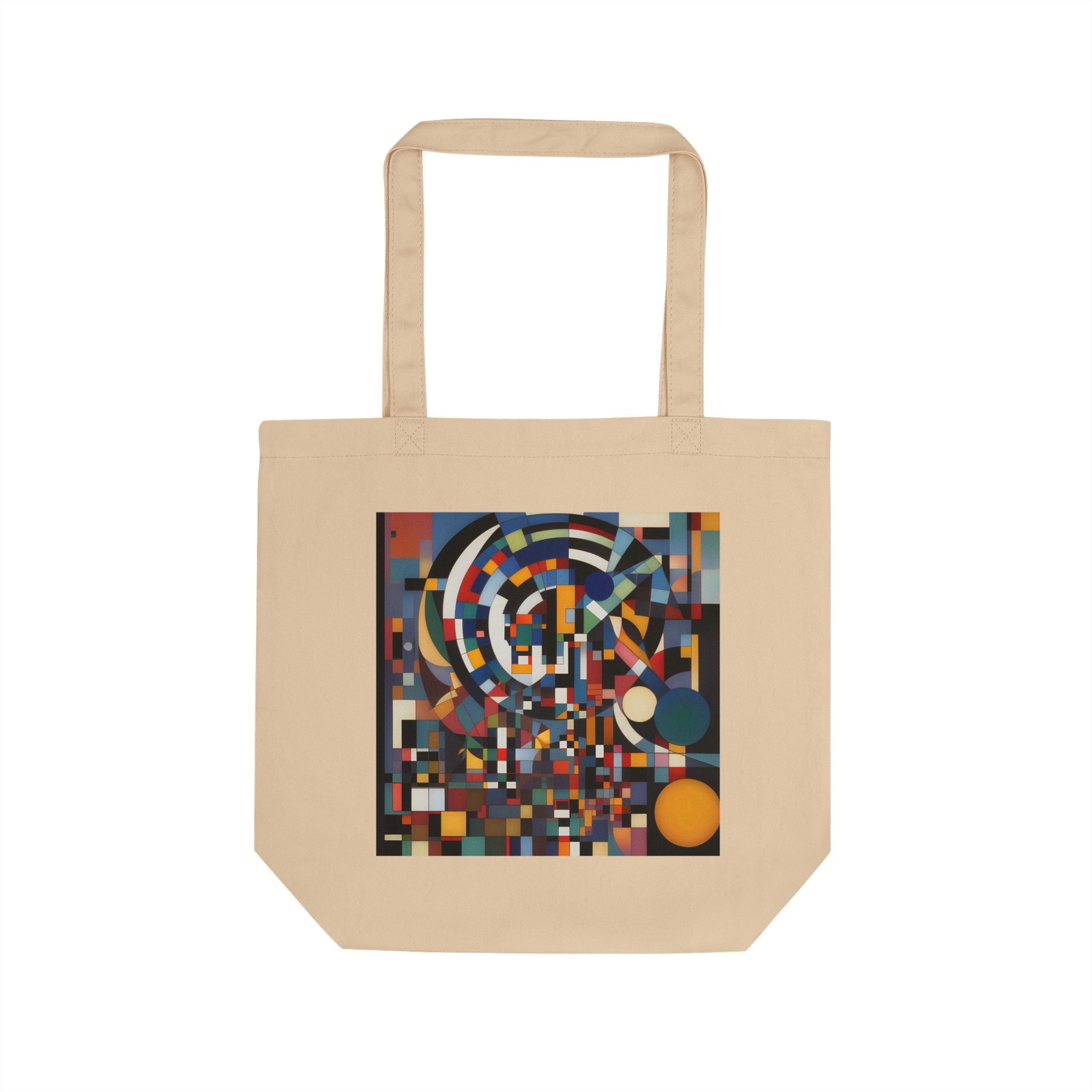 Abstract Reverie #9 canvas tote bag â€” indigo blush amber abstract print, reinforced handles, JB Studio