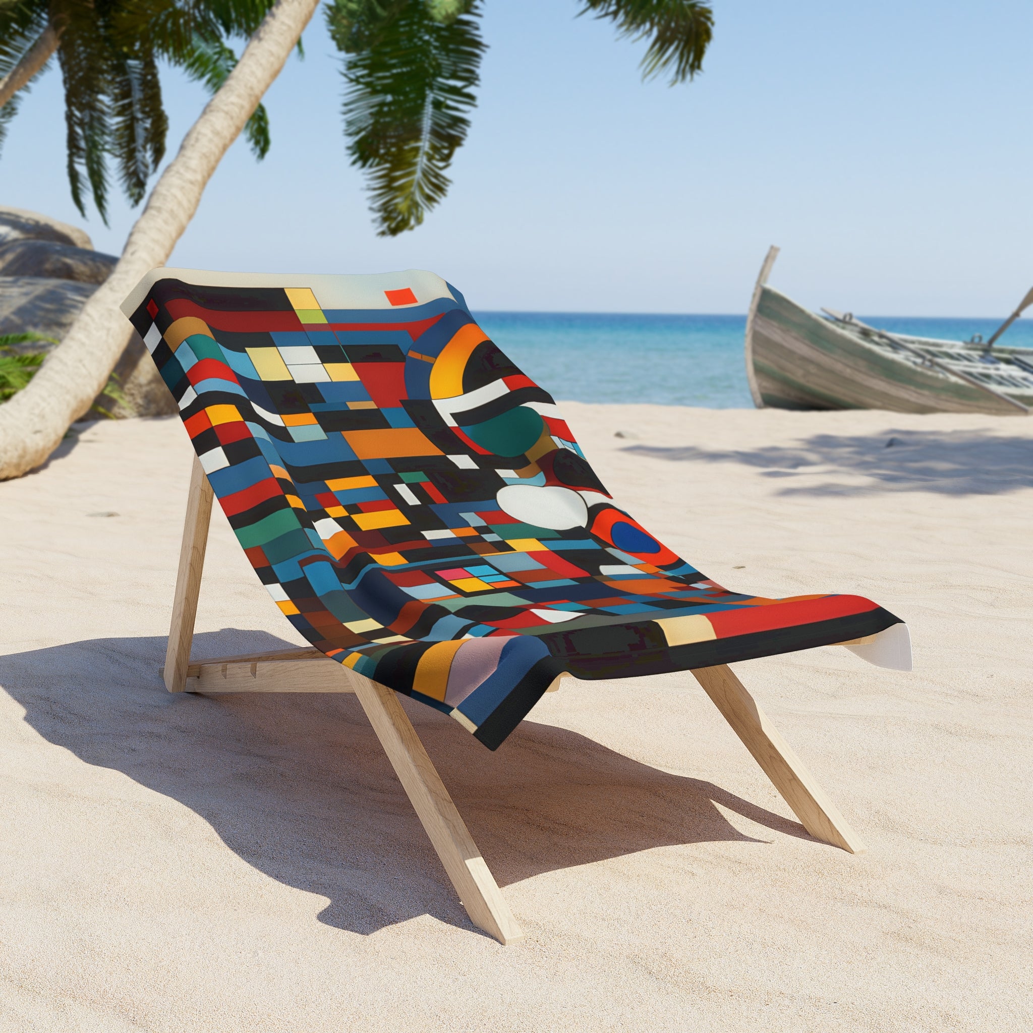 Abstract Reverie Beach Towel by JB Studio â€” lifestyle in-room view