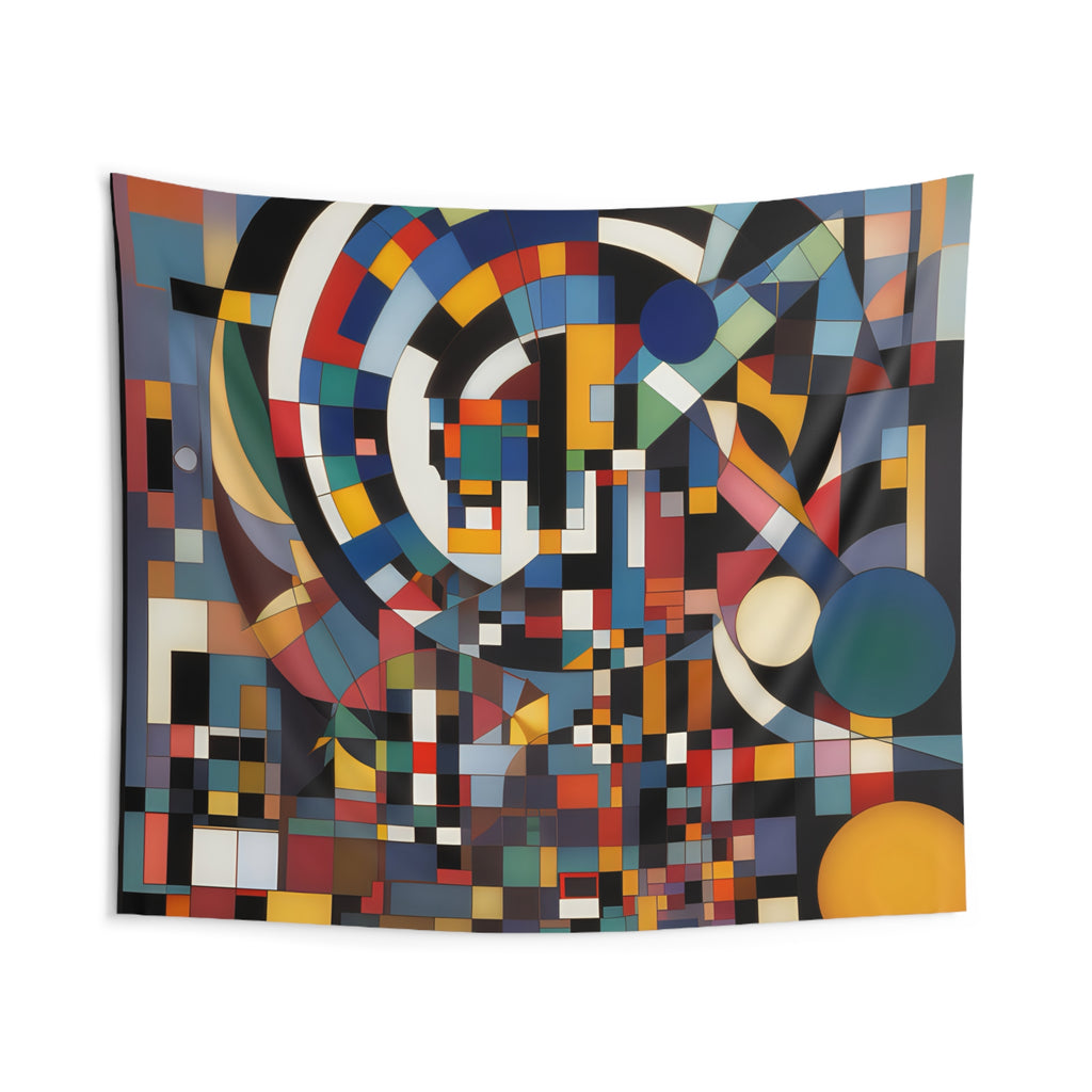 Abstract Reverie #9 wall tapestry â€” dreamy indigo gold abstract composition on woven fabric, JB Studio â€” view 15