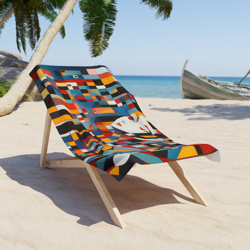 Abstract Reverie Beach Towel by JB Studio â€” lifestyle in-room view