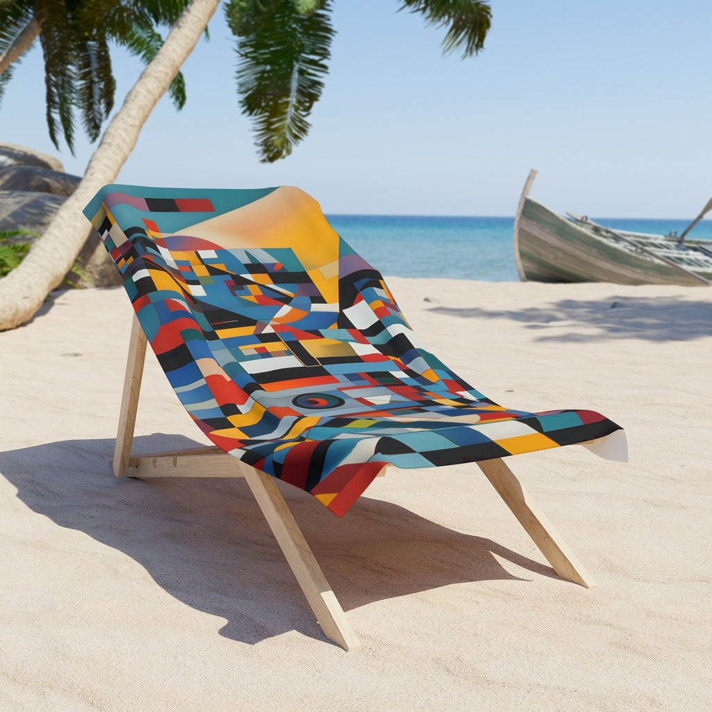 Abstract Reverie Beach Towel by JB Studio â€” lifestyle in-room view