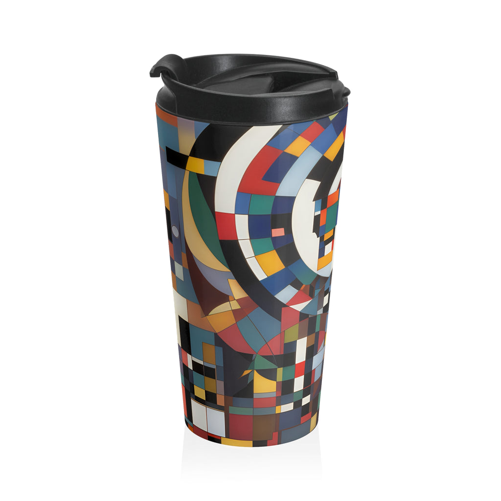 Abstract Reverie #9 travel mug â€” dreamy color-wave abstract on stainless steel, JB Studio â€” view 7