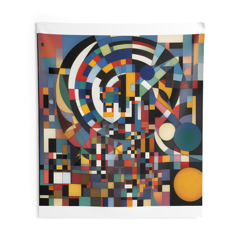 Abstract Reverie #9 wall tapestry â€” dreamy indigo gold abstract composition on woven fabric, JB Studio â€” view 16