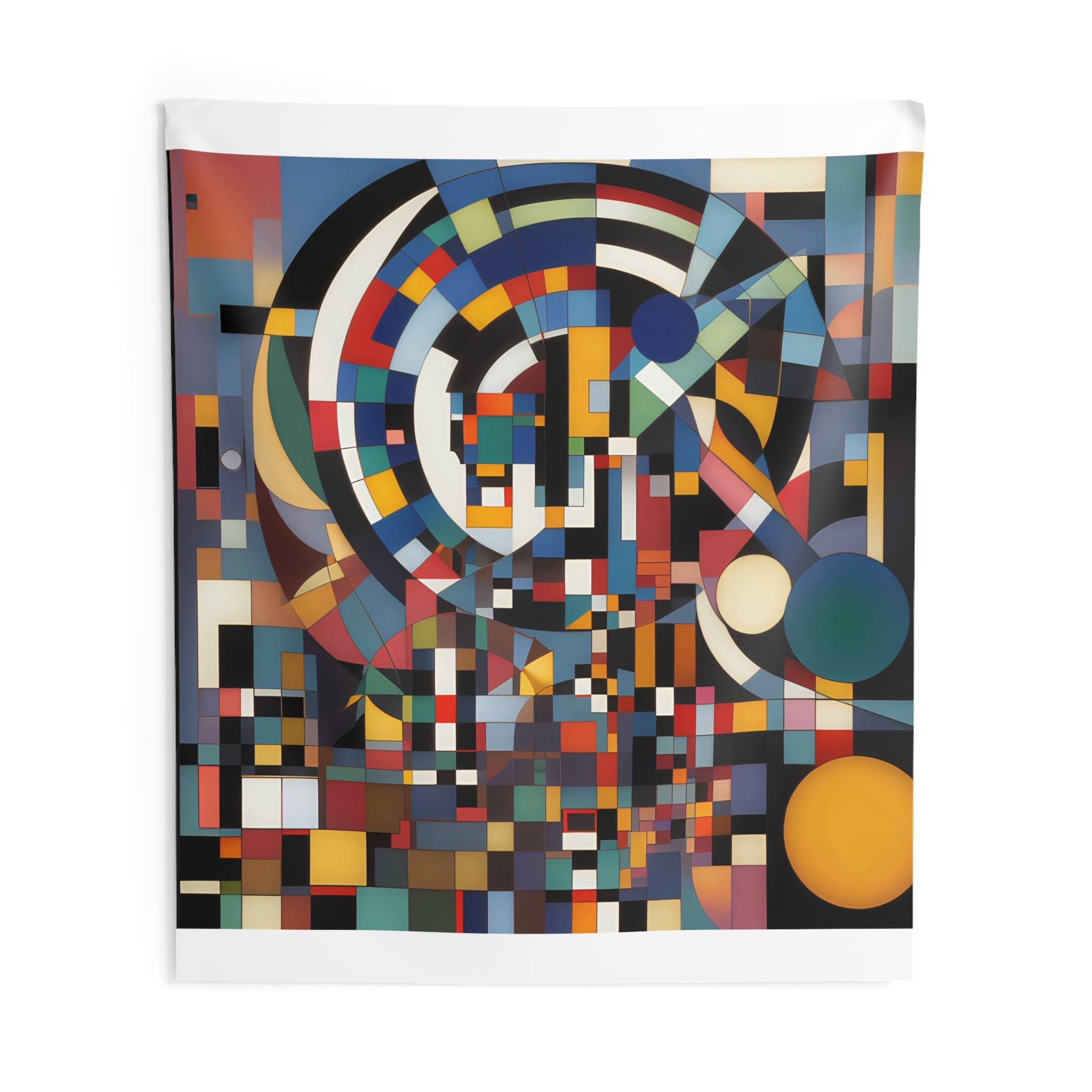 Abstract Reverie #9 wall tapestry â€” dreamy indigo gold abstract composition on woven fabric, JB Studio â€” view 16