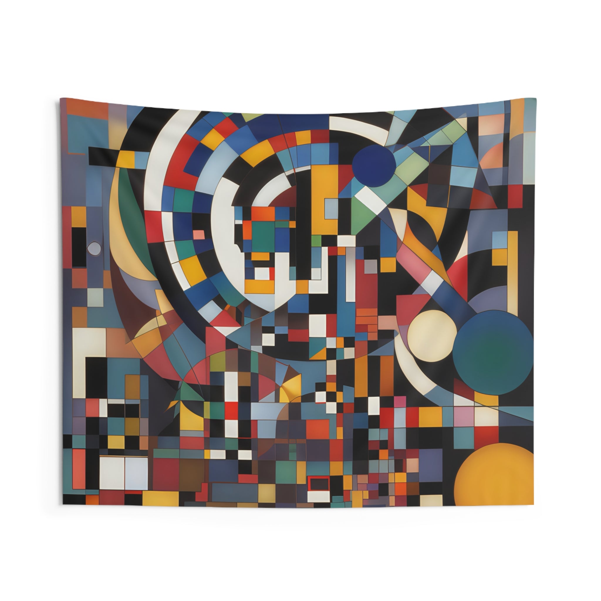 Abstract Reverie #9 wall tapestry â€” dreamy indigo gold abstract composition on woven fabric, JB Studio â€” view 12