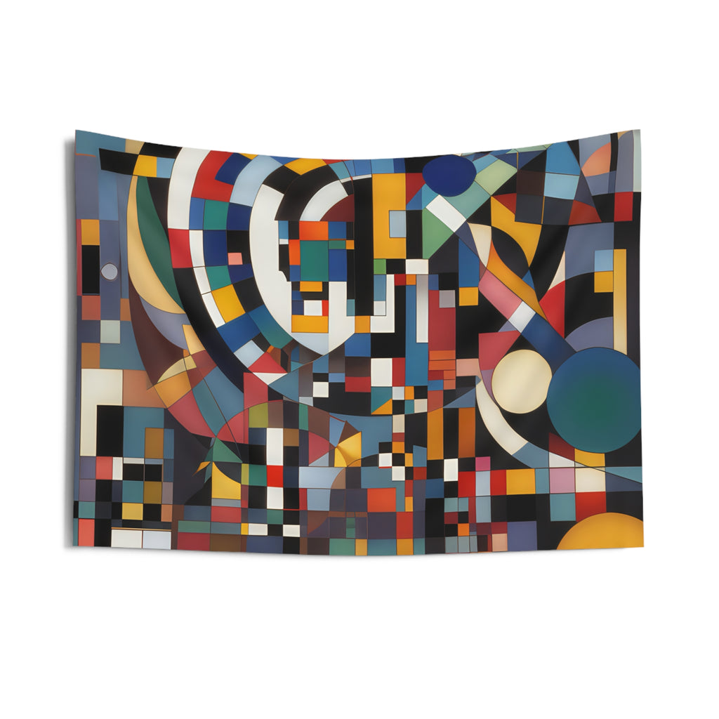 Abstract Reverie #9 wall tapestry â€” dreamy indigo gold abstract composition on woven fabric, JB Studio â€” view 11