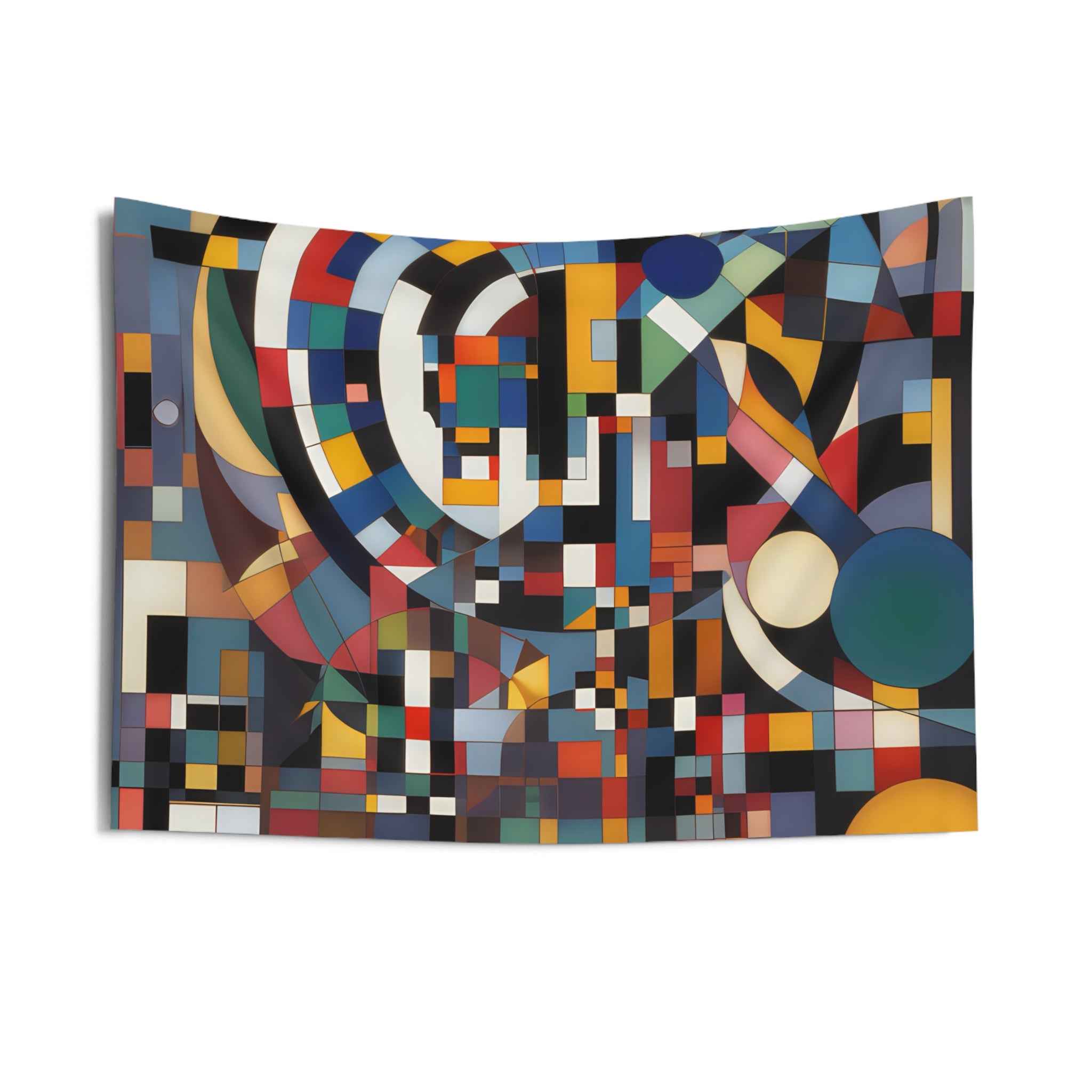 Abstract Reverie #9 wall tapestry â€” dreamy indigo gold abstract composition on woven fabric, JB Studio â€” view 11
