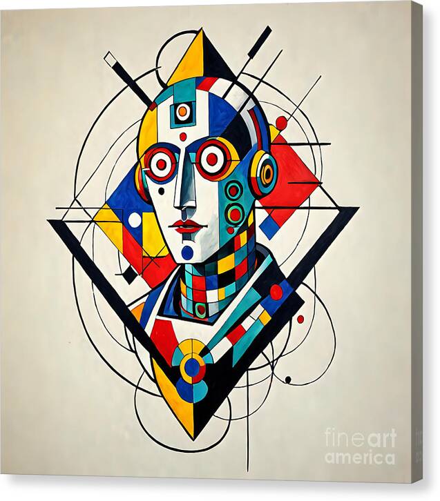 Abstract Synthesis canvas wall art â€” bold geometric color composition, gallery wrap, JB Studio