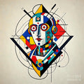 Abstract Synthesis wall art print â€” clean geometric forms over color field, contemporary, JB Studio