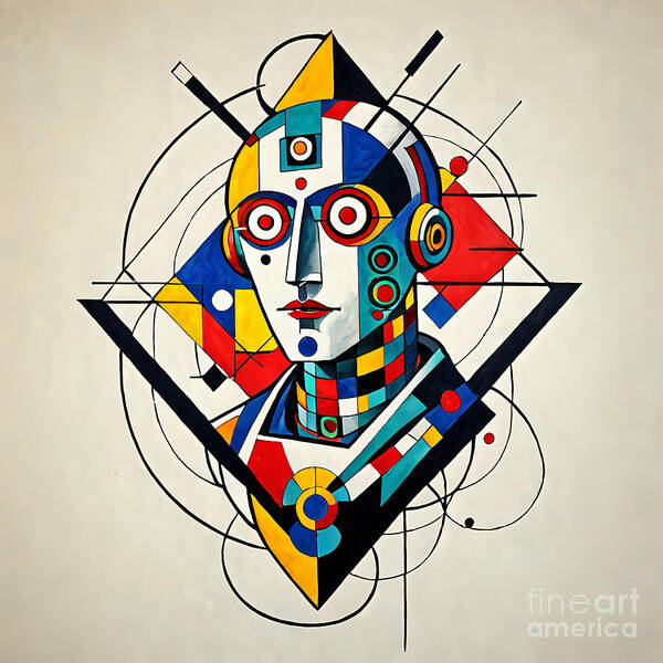 Abstract Synthesis wall art print â€” clean geometric forms over color field, contemporary, JB Studio