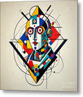 Abstract Synthesis metal wall art â€” geometric color field on brushed aluminum float mount, JB Studio