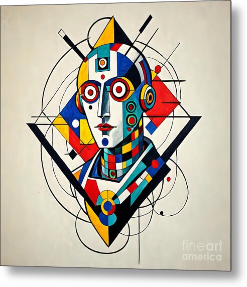 Abstract Synthesis metal wall art â€” geometric color field on brushed aluminum float mount, JB Studio