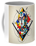 Abstract Synthesis coffee mug â€” bold geometric color composition wraparound print on ceramic, JB Studio