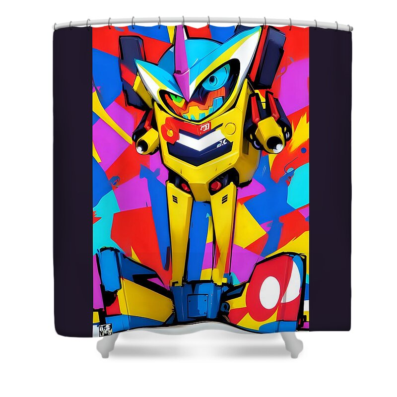 Buzzy Blip Shower Curtain by JB Studio â€” main product image