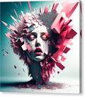 Fragmented Beauty canvas wall art â€” vivid mosaic portrait in color shard pattern, gallery wrap, JB Studio