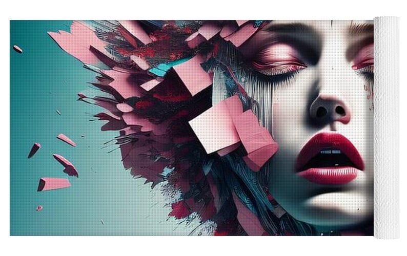 Fragmented Beauty Yoga Mat by JB Studio â€” lifestyle in-room view