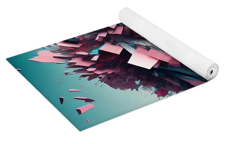 Fragmented Beauty Yoga Mat by JB Studio â€” close-up detail of artwork