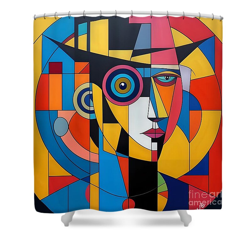 Geometric Gaze Shower Curtain by JB Studio â€” main product image