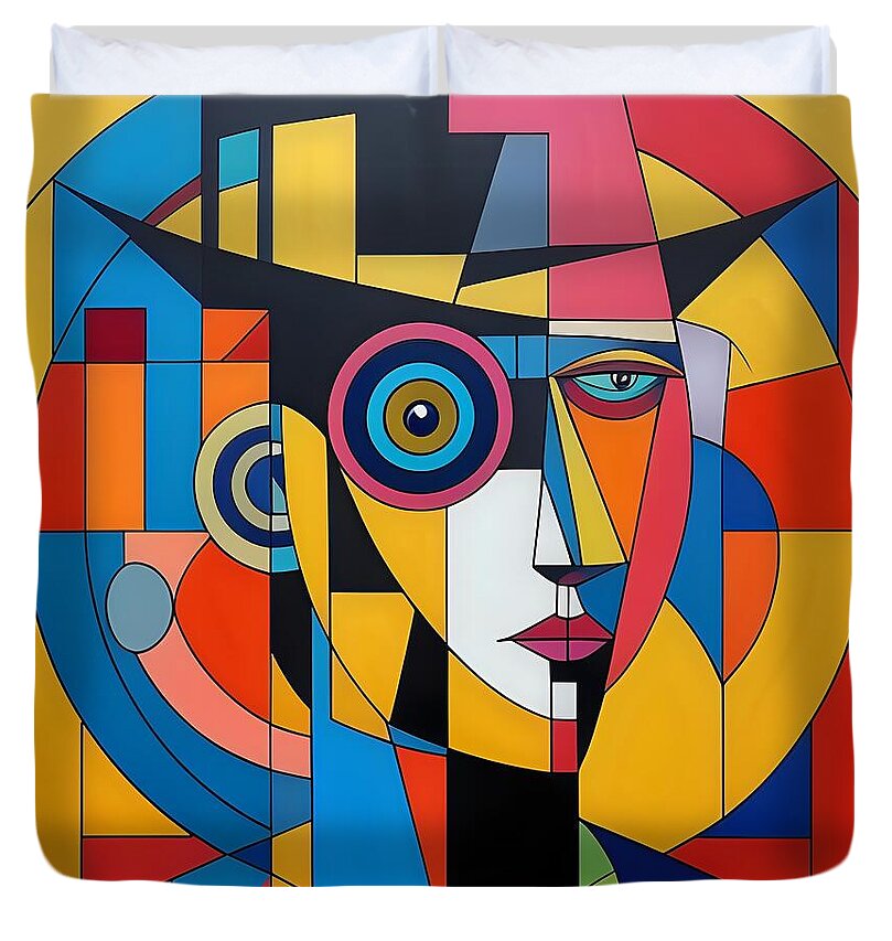 Geometric Gaze Duvet Cover by JB Studio â€” main product image