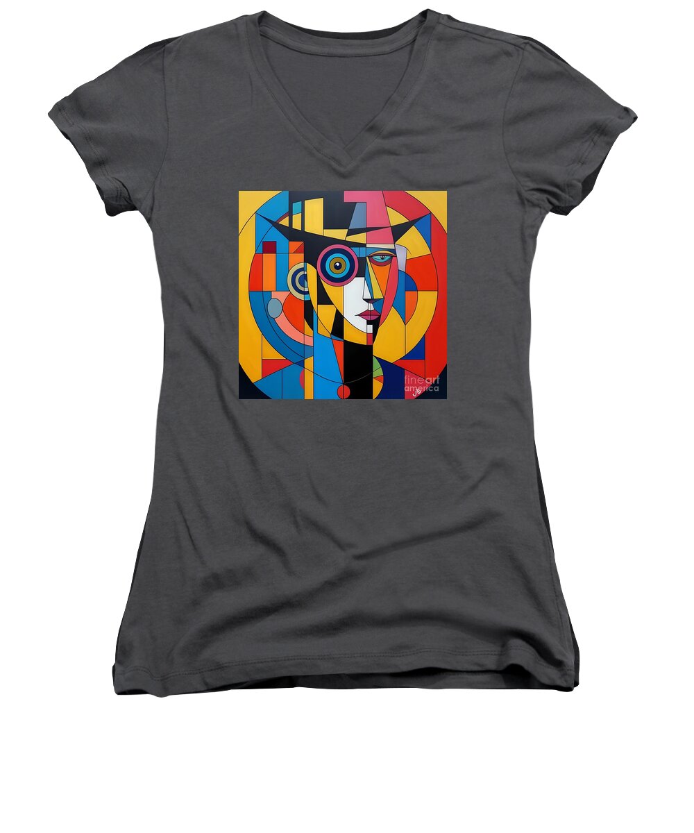 Geometric Gaze Women's V-Neck T-Shirt by JB Studio â€” main product image