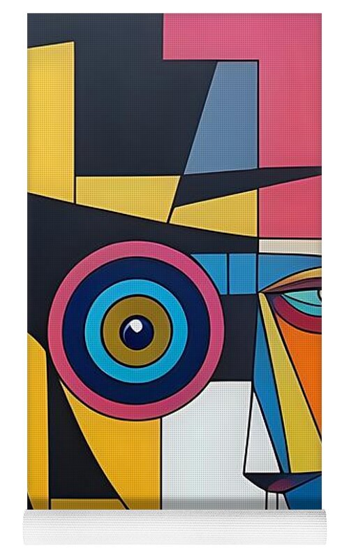 Geometric Gaze Yoga Mat by JB Studio â€” lifestyle in-room view