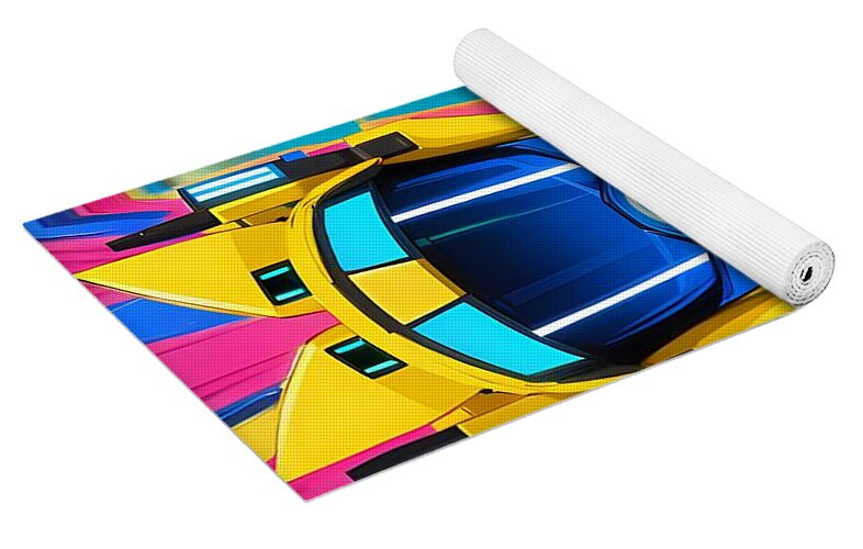 Jollybot Yoga Mat by JB Studio â€” close-up detail of artwork