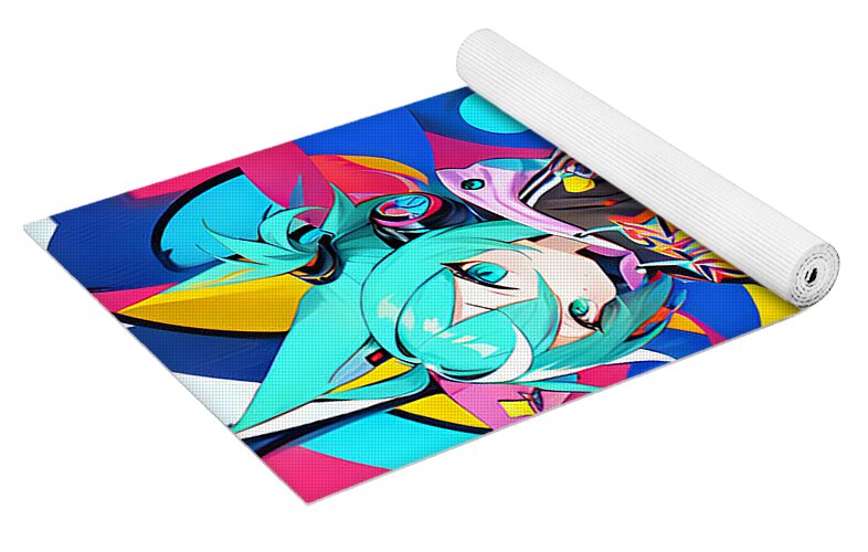 Joy Jambobot Yoga Mat by JB Studio â€” close-up detail of artwork