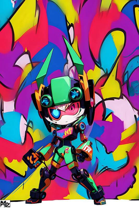 Peppy Pixelbot Art Print by JB Studio â€” main product image