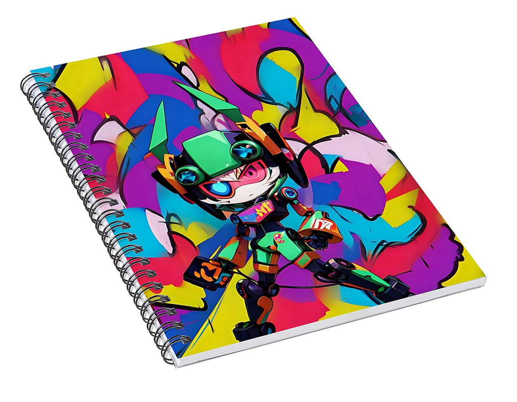 Peppy Pixelbot Spiral Notebook by JB Studio â€” alternate angle view