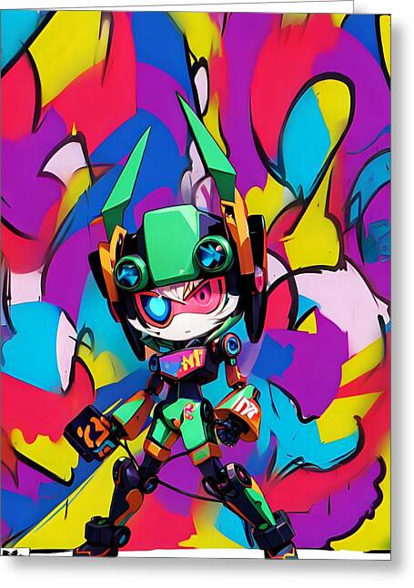 Peppy Pixelbot Greeting Card by JB Studio â€” main product image